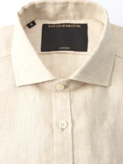 Favourbrook Stone Bridford Linen Cutaway Collar Shirt- Shirts