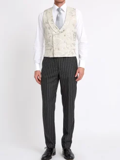 Favourbrook Stone Netherbury Double Breasted 8 Button Shawl Lapel Waistcoat- Waistcoats | Shawl Lapel Waistcoats