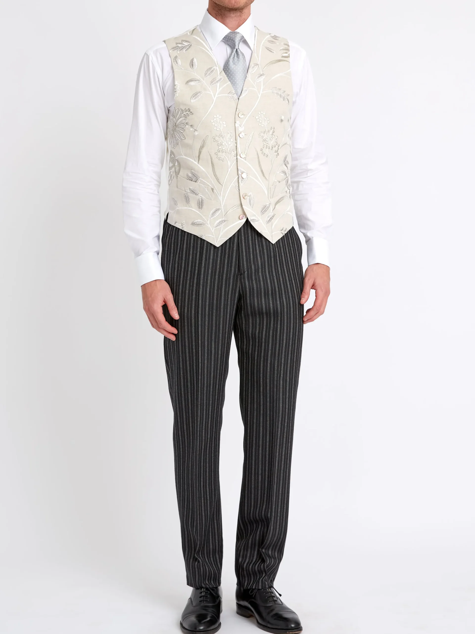 Favourbrook Stone Netherbury Single Breasted 6 Button Waistcoat- Waistcoats | Single Breasted Waistcoats