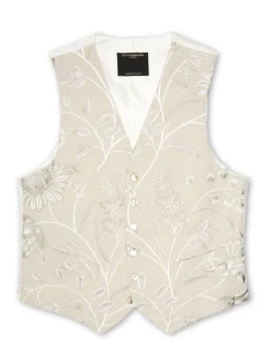 Favourbrook Stone Netherbury Single Breasted 6 Button Waistcoat- Waistcoats | Single Breasted Waistcoats