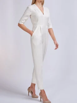 Favourbrook Tailored Jumpsuit Ivory Silk Tasar-Women Raceday | Trousers & Jumpsuits