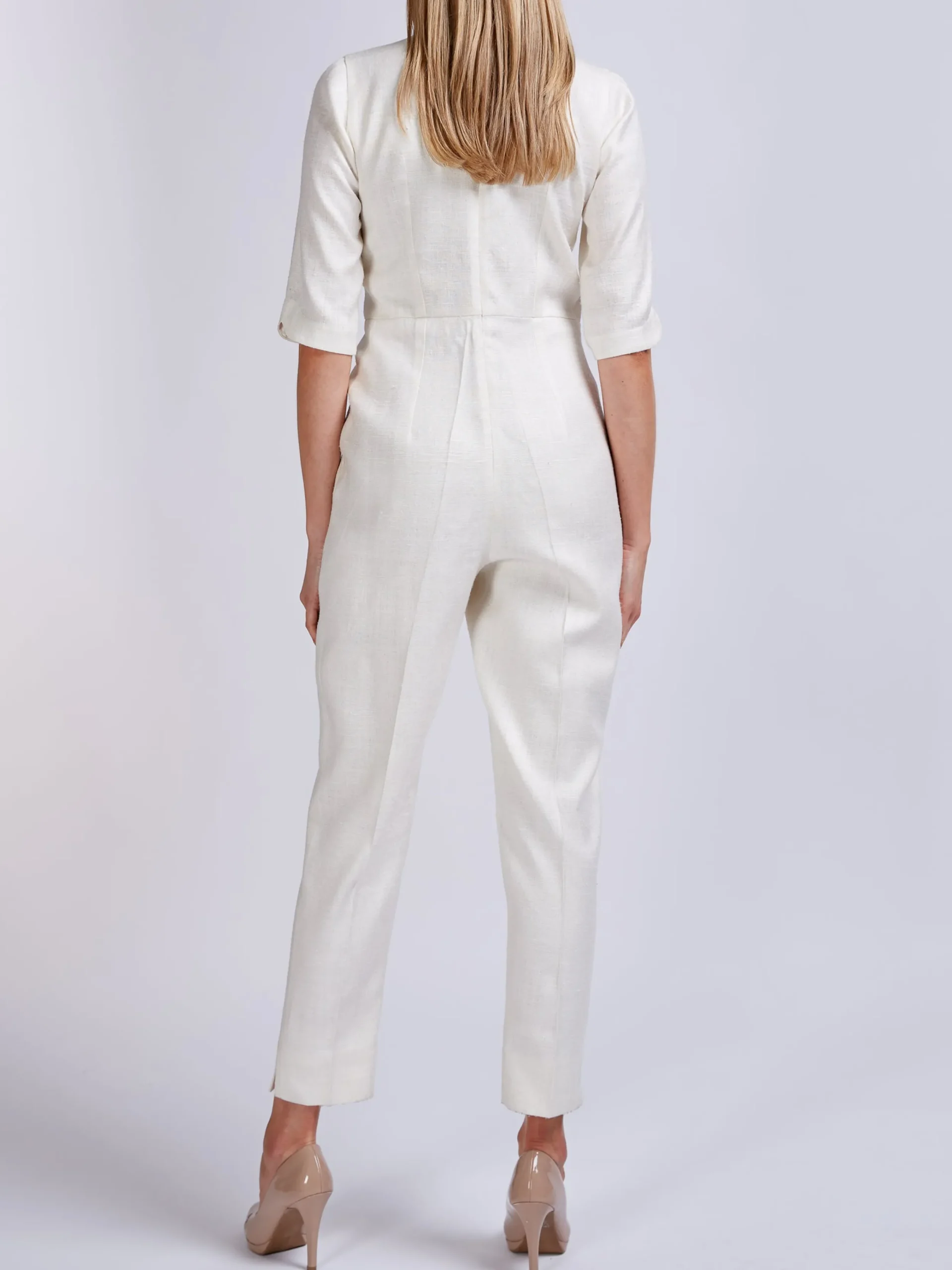 Favourbrook Tailored Jumpsuit Ivory Silk Tasar-Women Raceday | Trousers & Jumpsuits