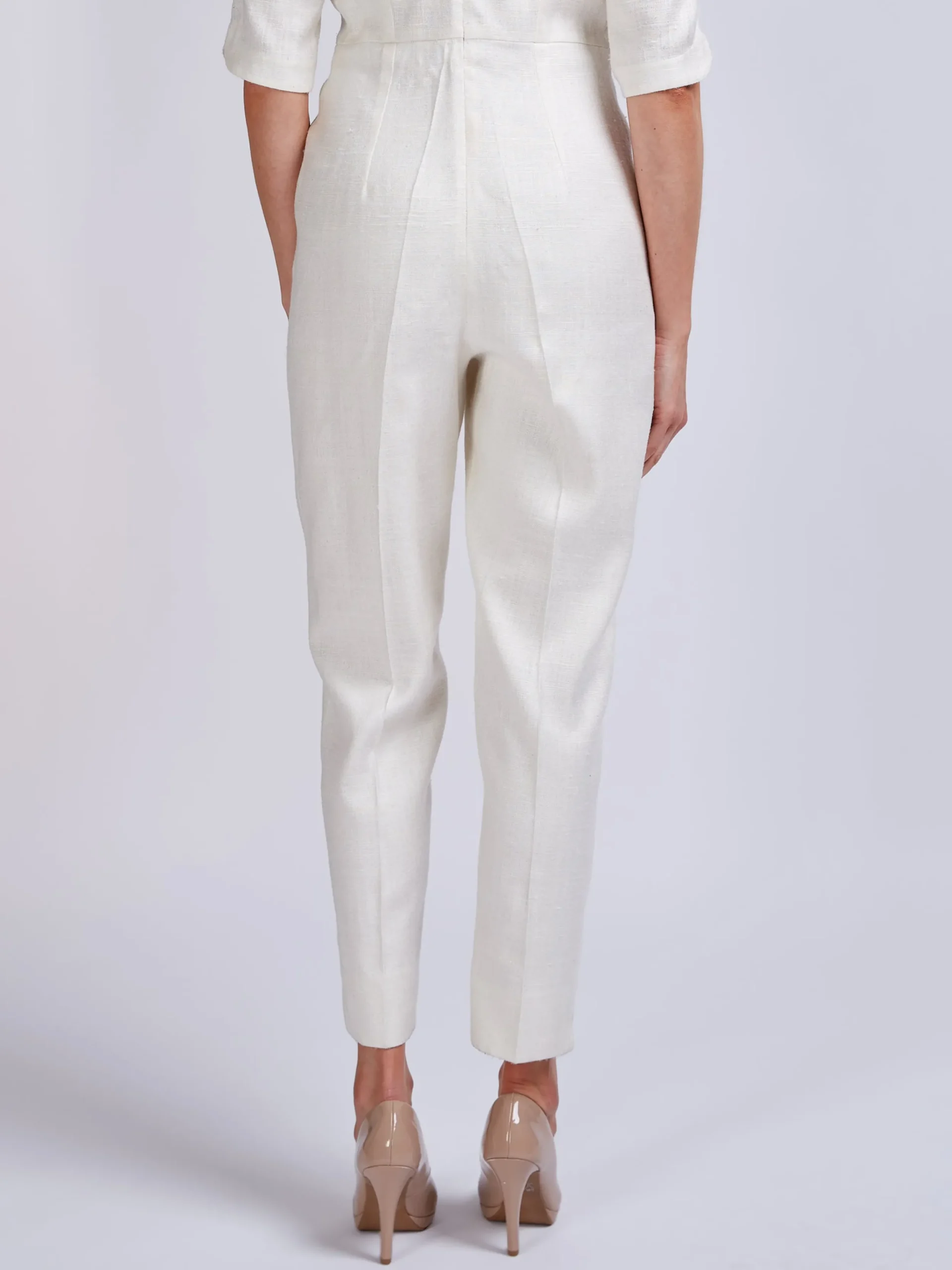 Favourbrook Tailored Jumpsuit Ivory Silk Tasar-Women Raceday | Trousers & Jumpsuits