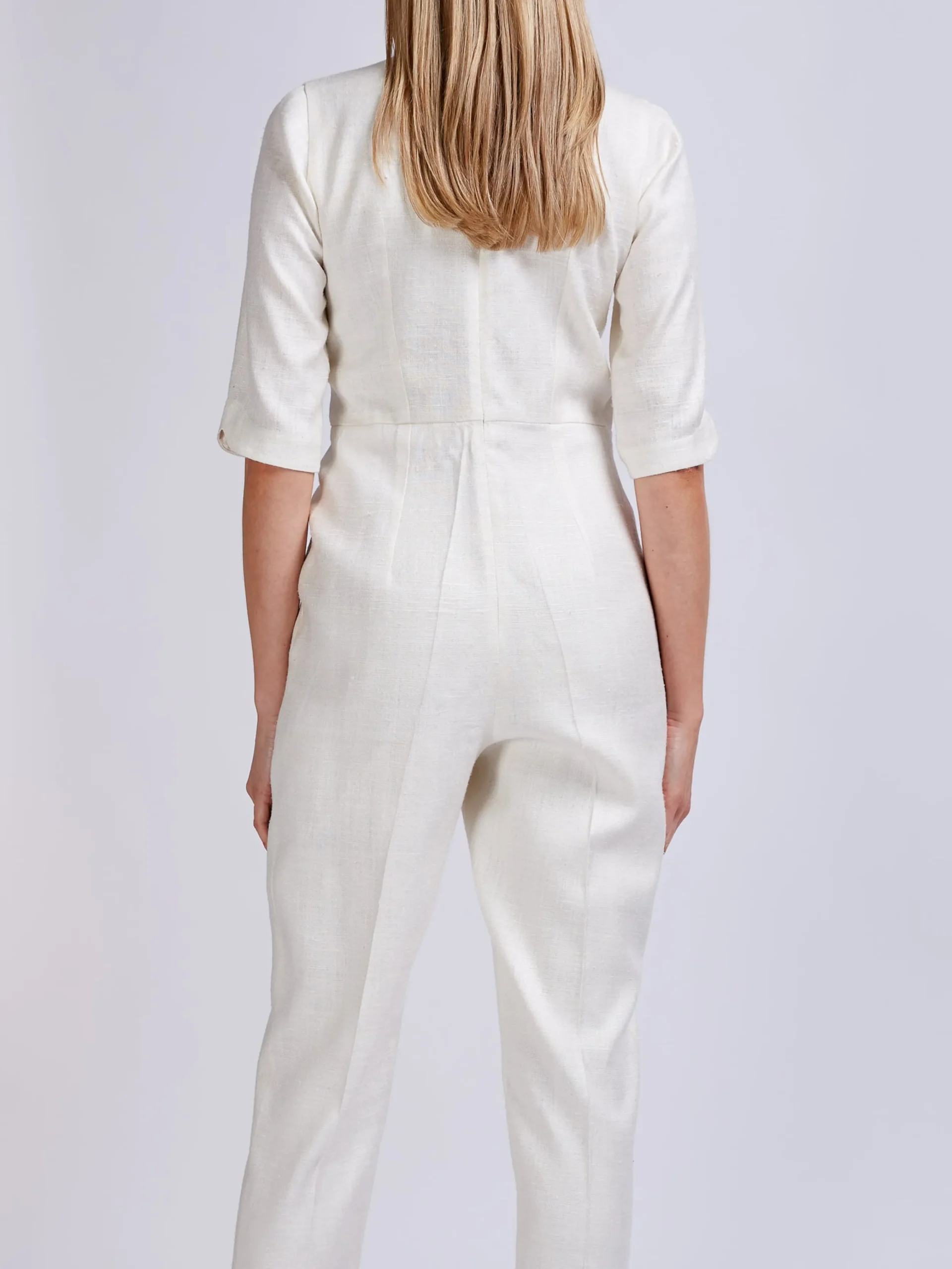 Favourbrook Tailored Jumpsuit Ivory Silk Tasar-Women Raceday | Trousers & Jumpsuits