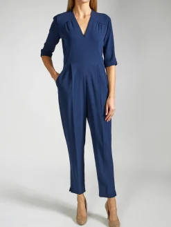 Favourbrook Tailored Jumpsuit Navy Heavy Crepe-Women Eveningwear | Eveningwear