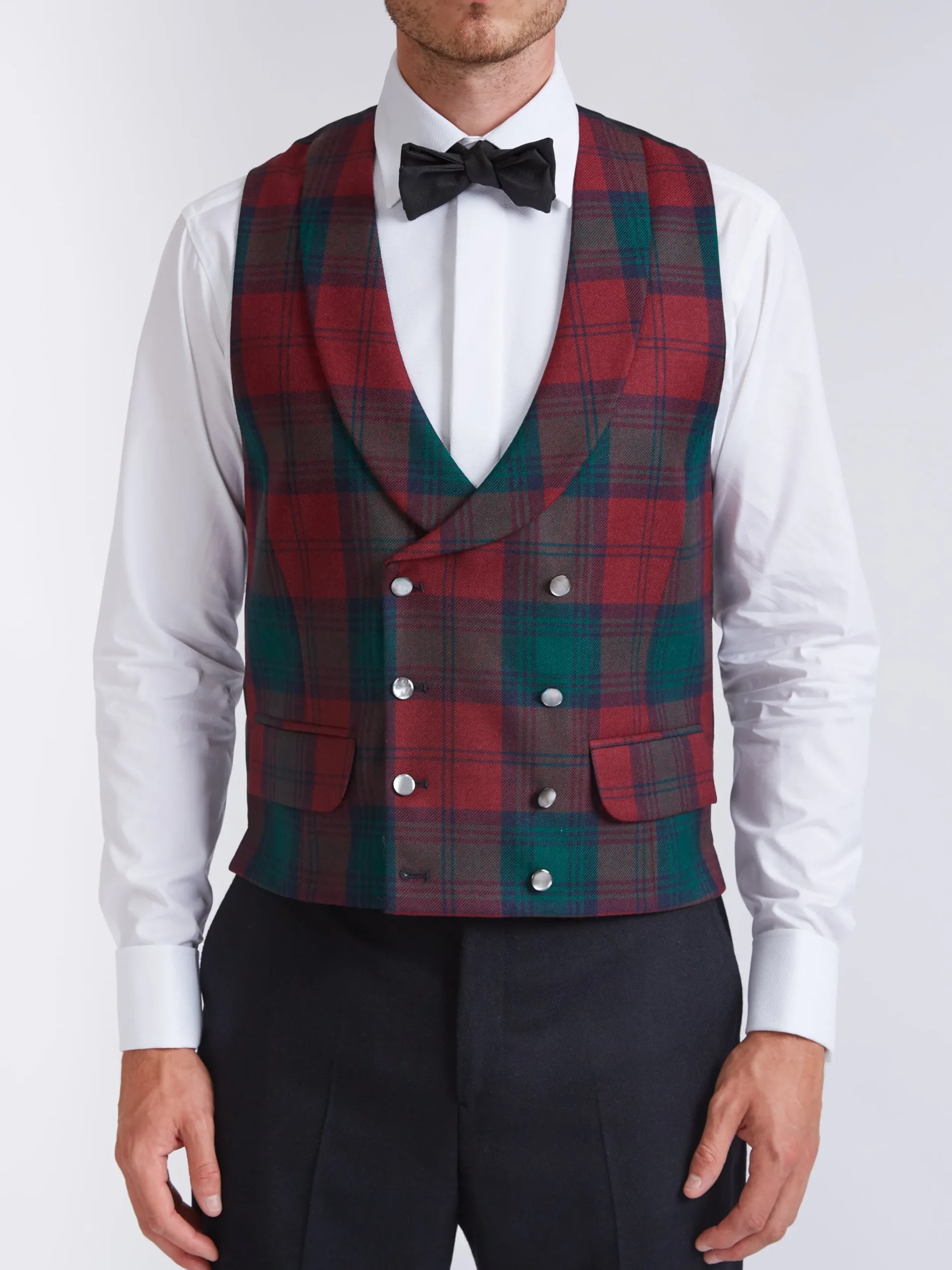 Favourbrook Tartan Lindsey Double Breasted Waistcoat with Lapel- Waistcoats | Double Breasted Waistcoats