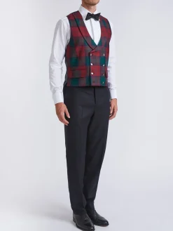 Favourbrook Tartan Lindsey Double Breasted Waistcoat with Lapel- Waistcoats | Double Breasted Waistcoats