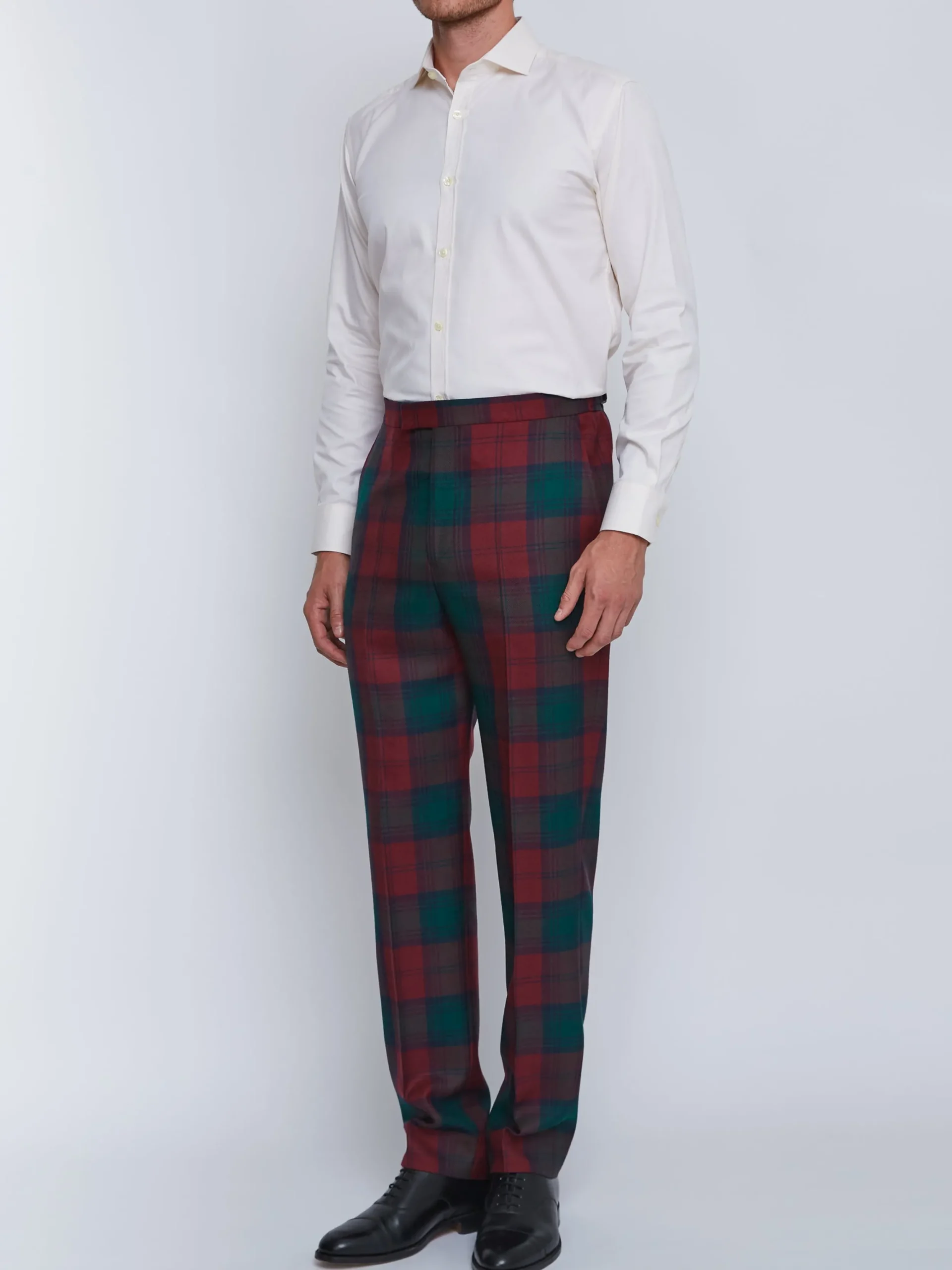 Favourbrook Tartan Lindsey High Waisted Flat Front Trousers- Trousers