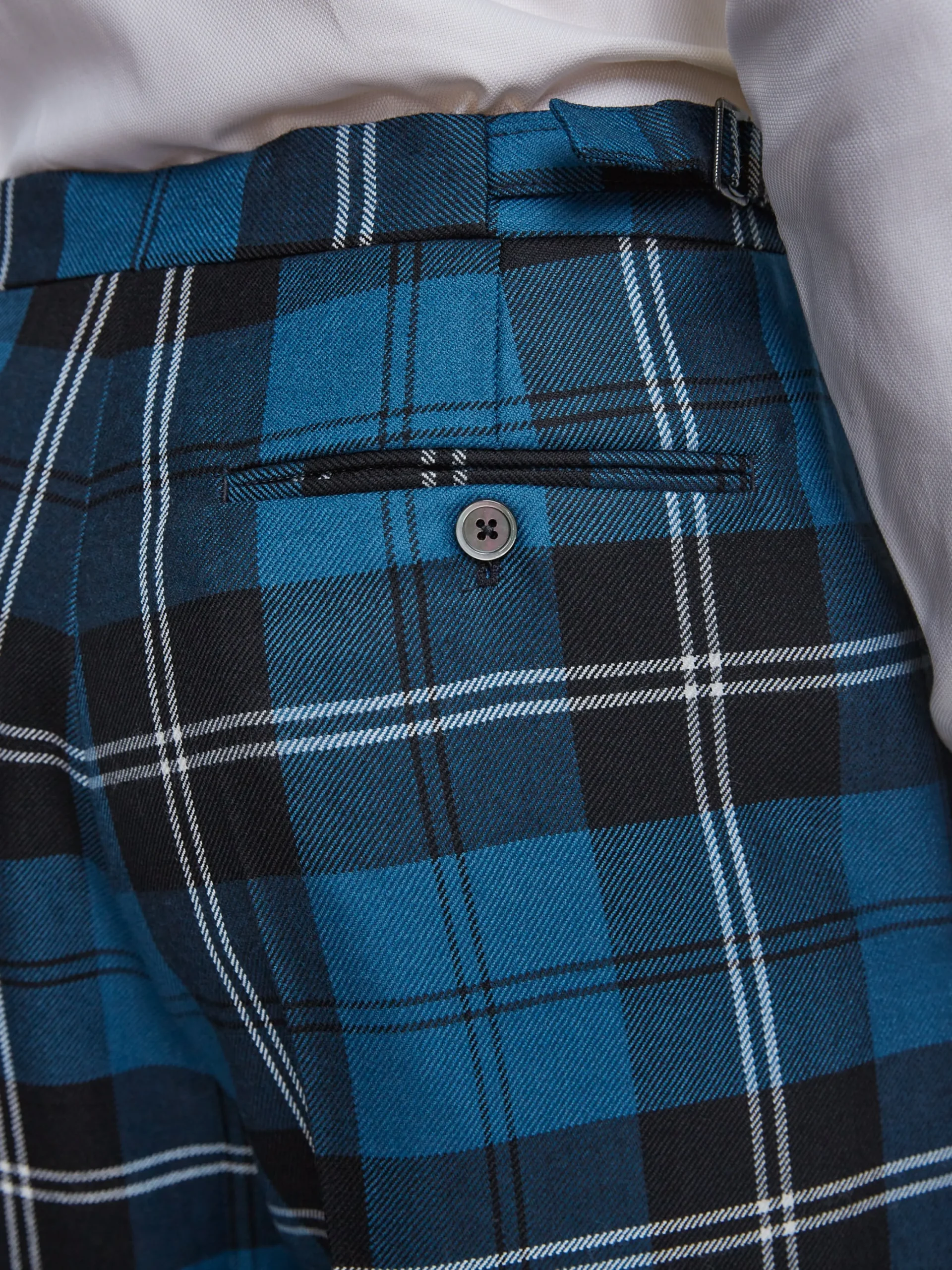 Favourbrook Tartan Ramsey High Waisted Flat Front Trousers- Trousers