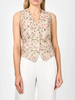 Favourbrook Waistcoat Single Breasted Stone Dickinson Linen-Women Tops & Blouses | Waistcoats