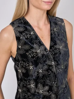 Favourbrook Waistcoat Single-Breasted Black Gold Rozier Silk Velvet-Women Eveningwear | Eveningwear