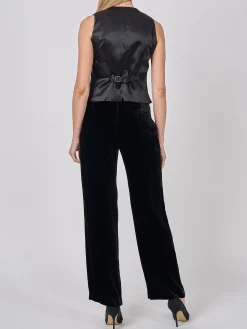 Favourbrook Waistcoat Single-Breasted Black Red Rozier Silk Velvet-Women Eveningwear | Eveningwear