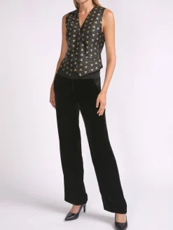 Favourbrook Waistcoat Single-Breasted Black Gold Bees Silk Jacquard-Women Eveningwear | Eveningwear