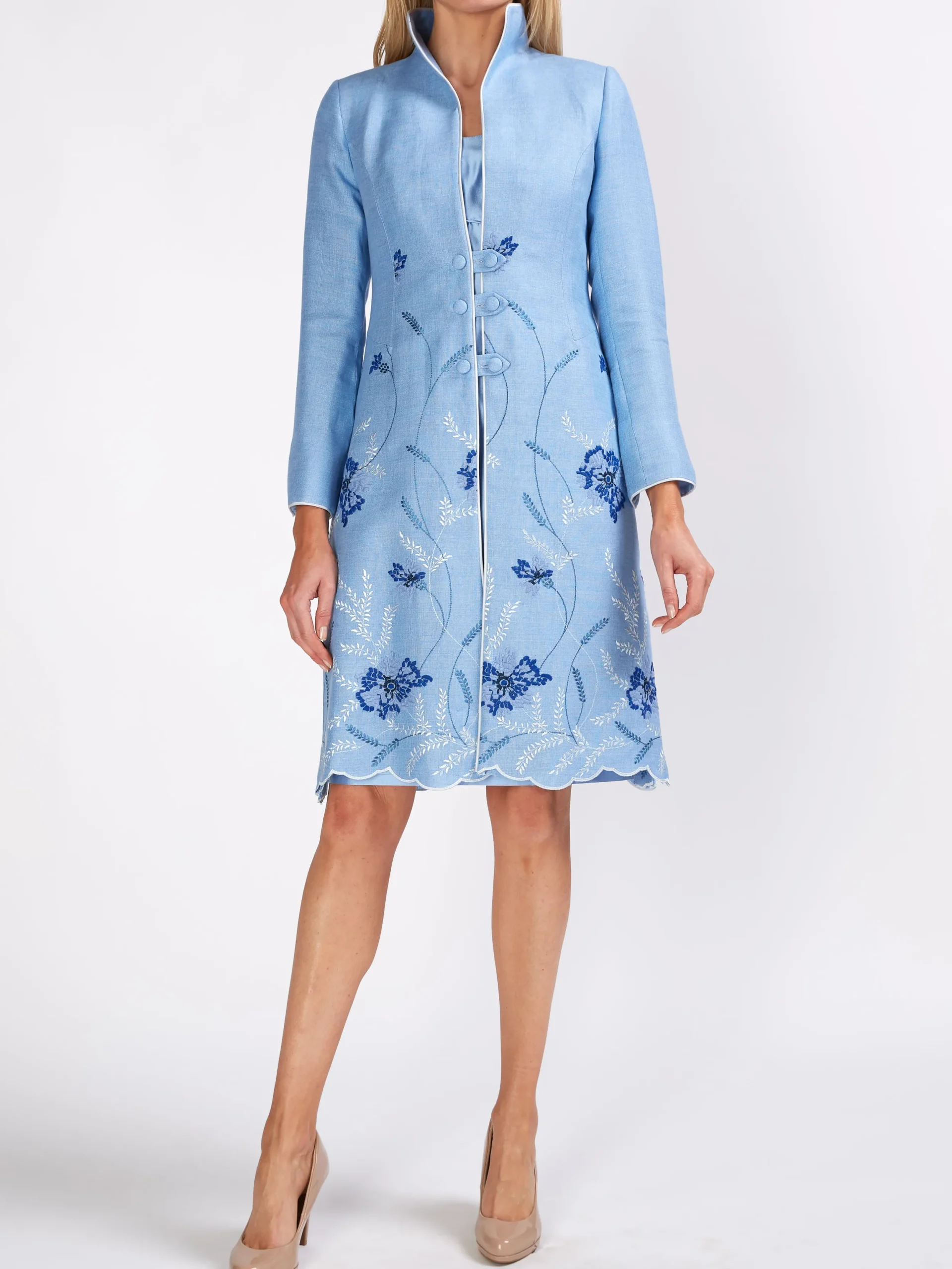 Favourbrook Westminster Coat Pale blue Parsifal Crease Resist Linen-Women Jackets & Coats