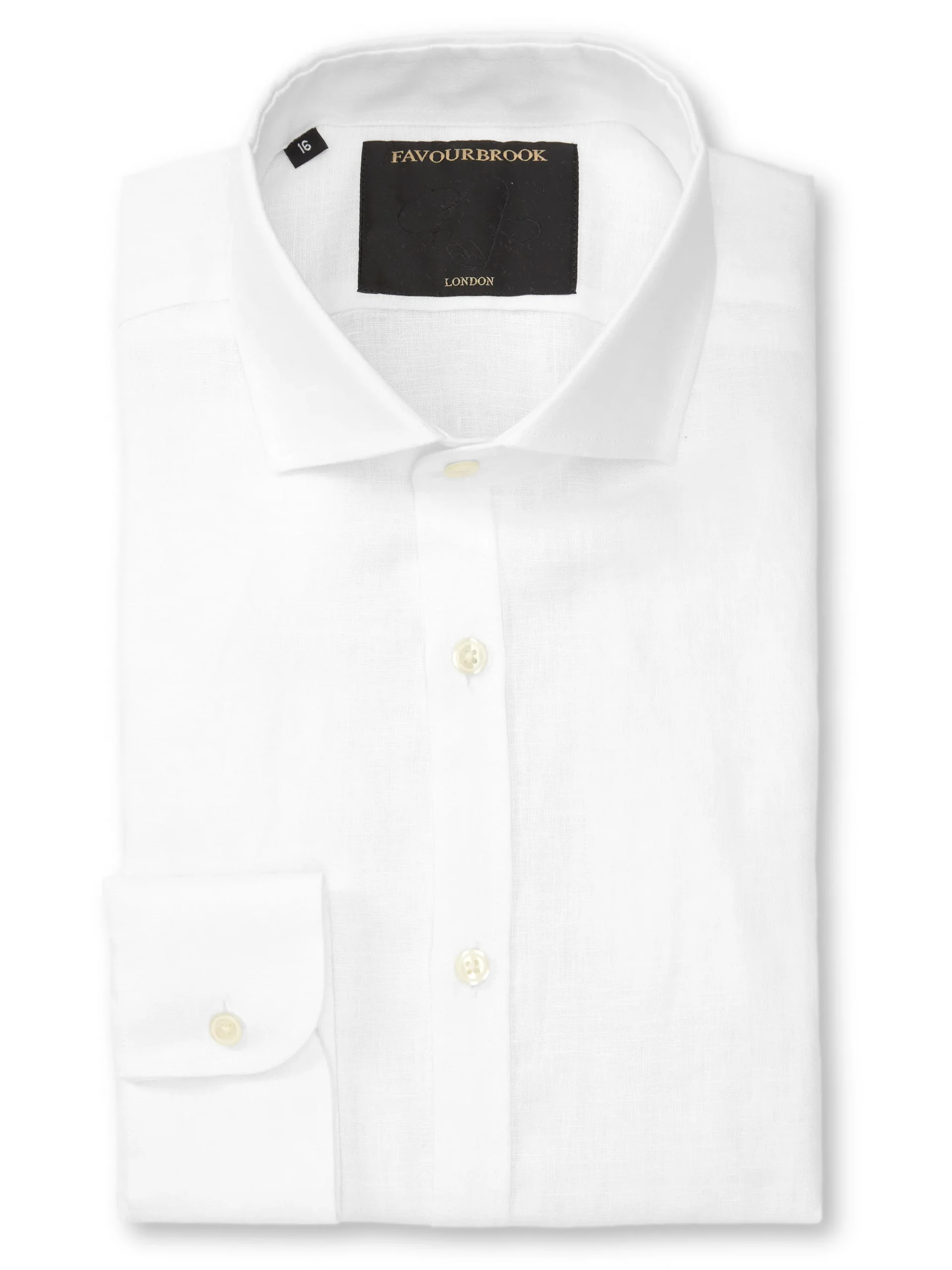 Favourbrook White Bridford Linen Cutaway Collar Shirt- Wedding Attire | Shirts