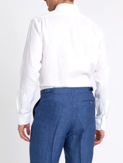 Favourbrook White Bridford Linen Cutaway Collar Shirt- Wedding Attire | Shirts