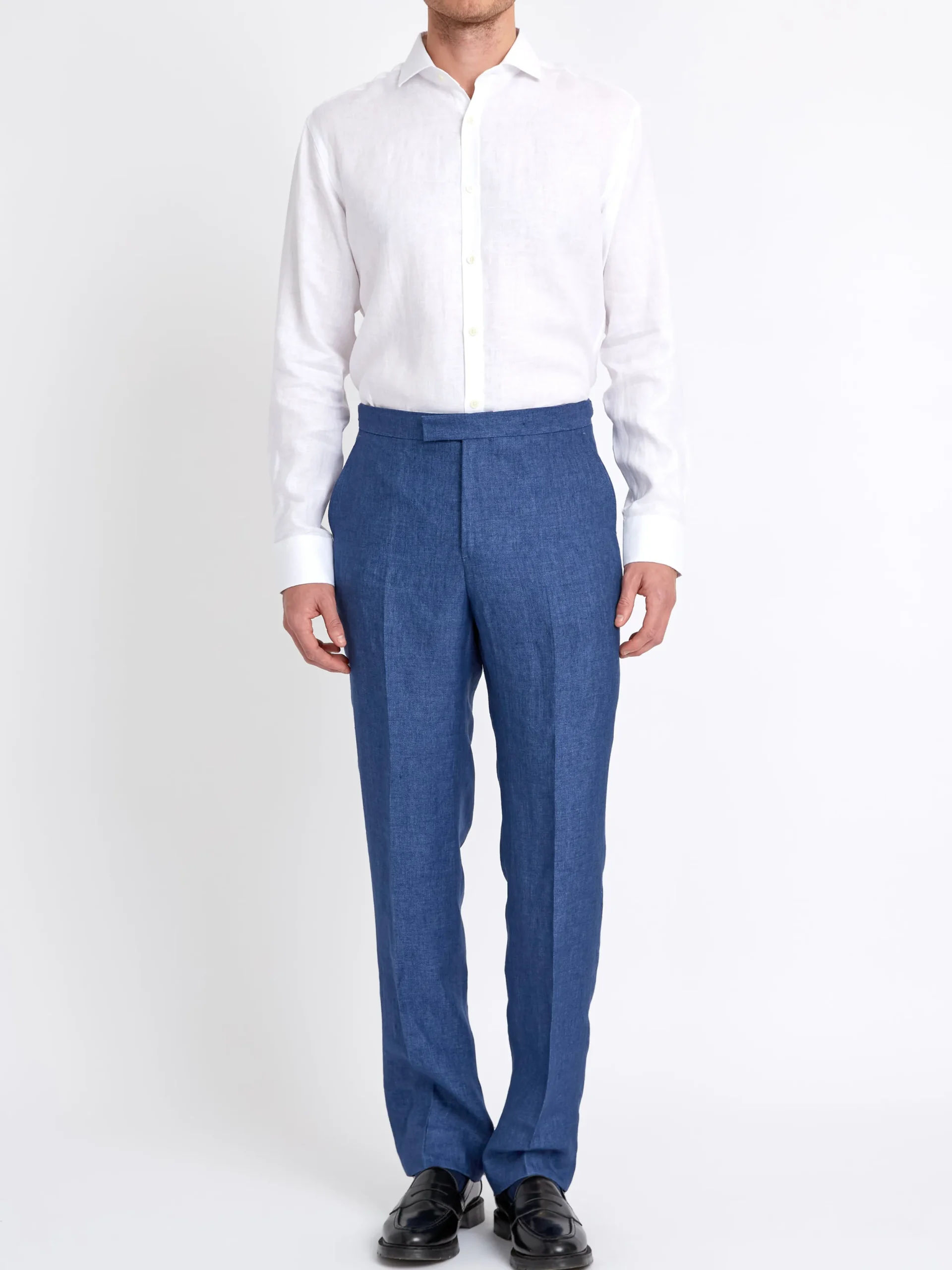 Favourbrook White Bridford Linen Cutaway Collar Shirt- Wedding Attire | Shirts