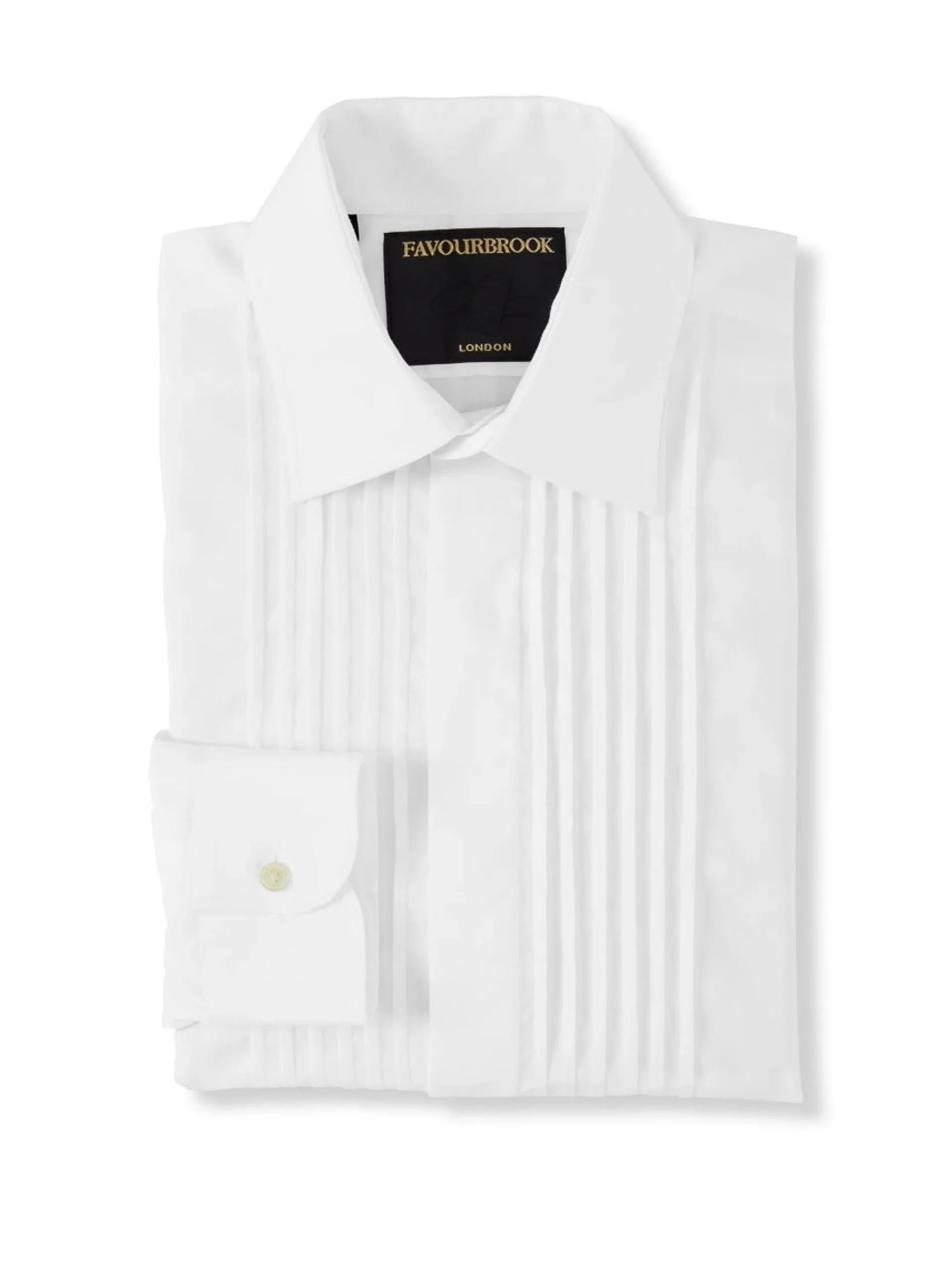 Favourbrook White Camo Cotton Pintuck Dress Shirt- Shirts