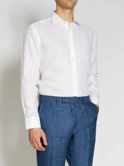 Favourbrook White Colne Linen Helford Shirt- Shirts