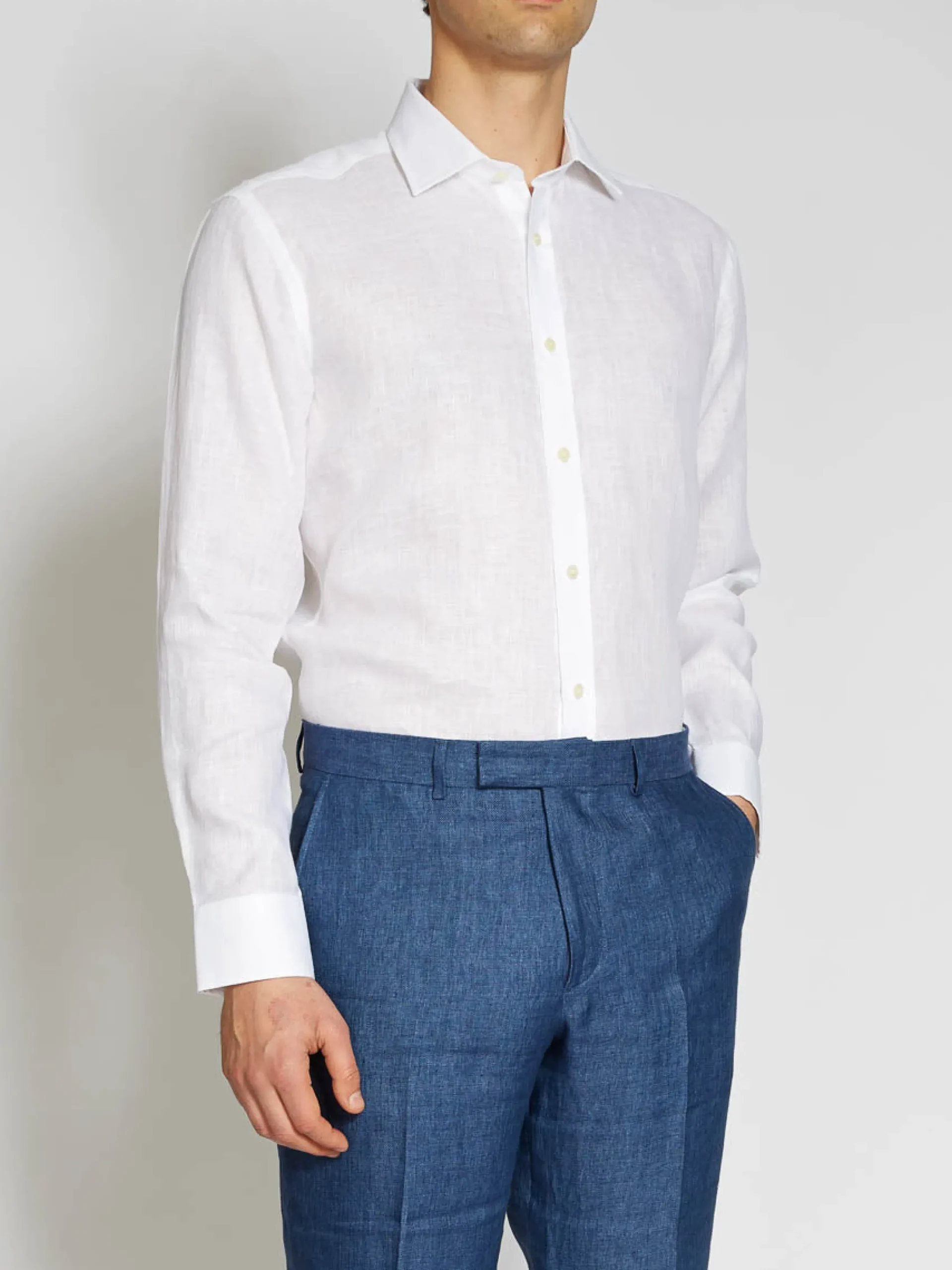 Favourbrook White Colne Linen Helford Shirt- Shirts