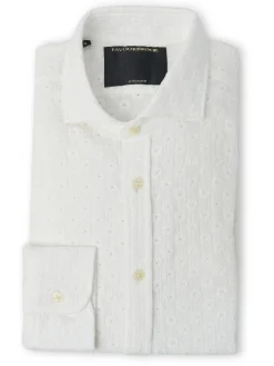 Favourbrook White Garson Cotton Cutaway Collar Shirt- Shirts
