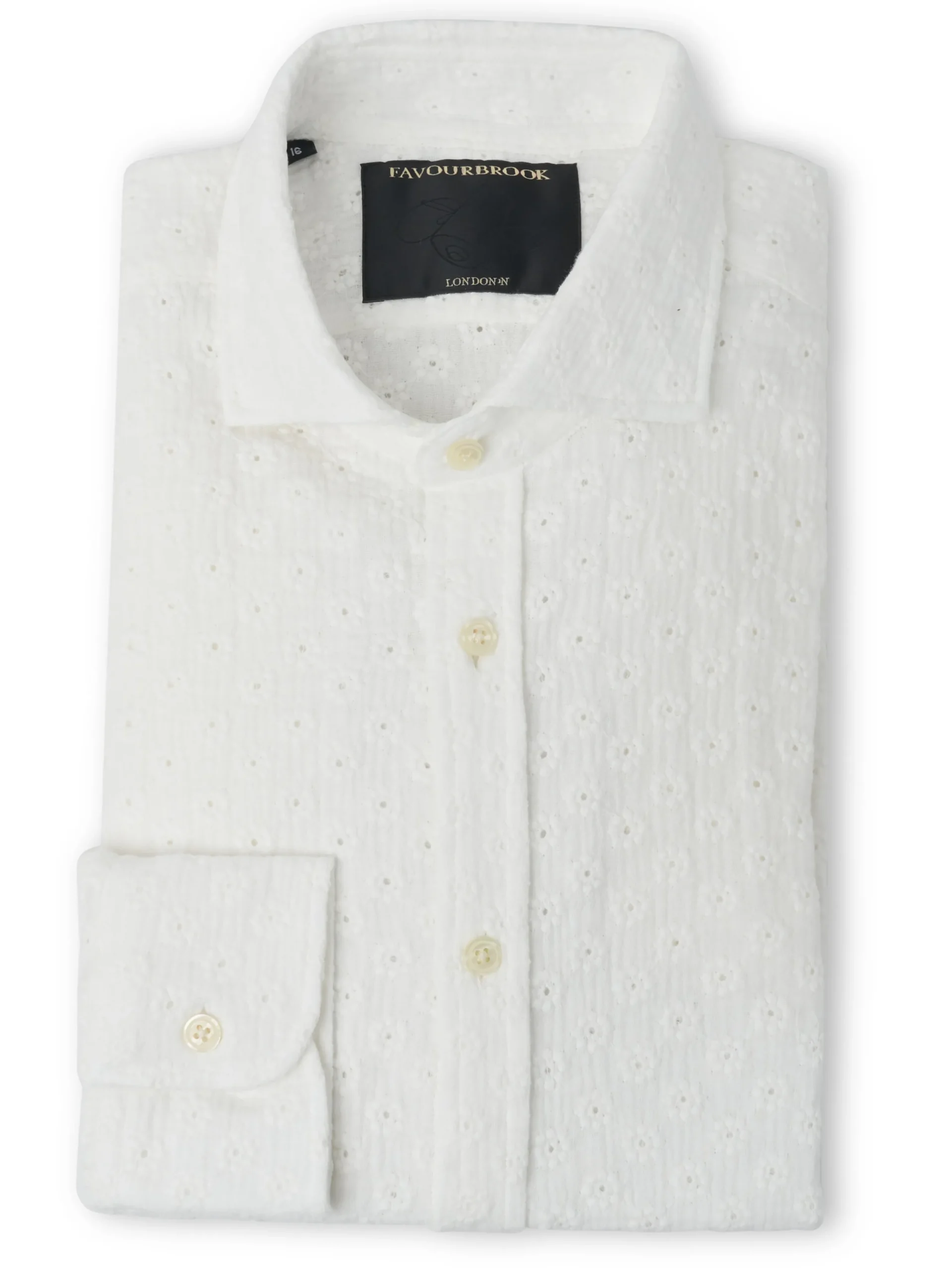 Favourbrook White Garson Cotton Cutaway Collar Shirt- Shirts