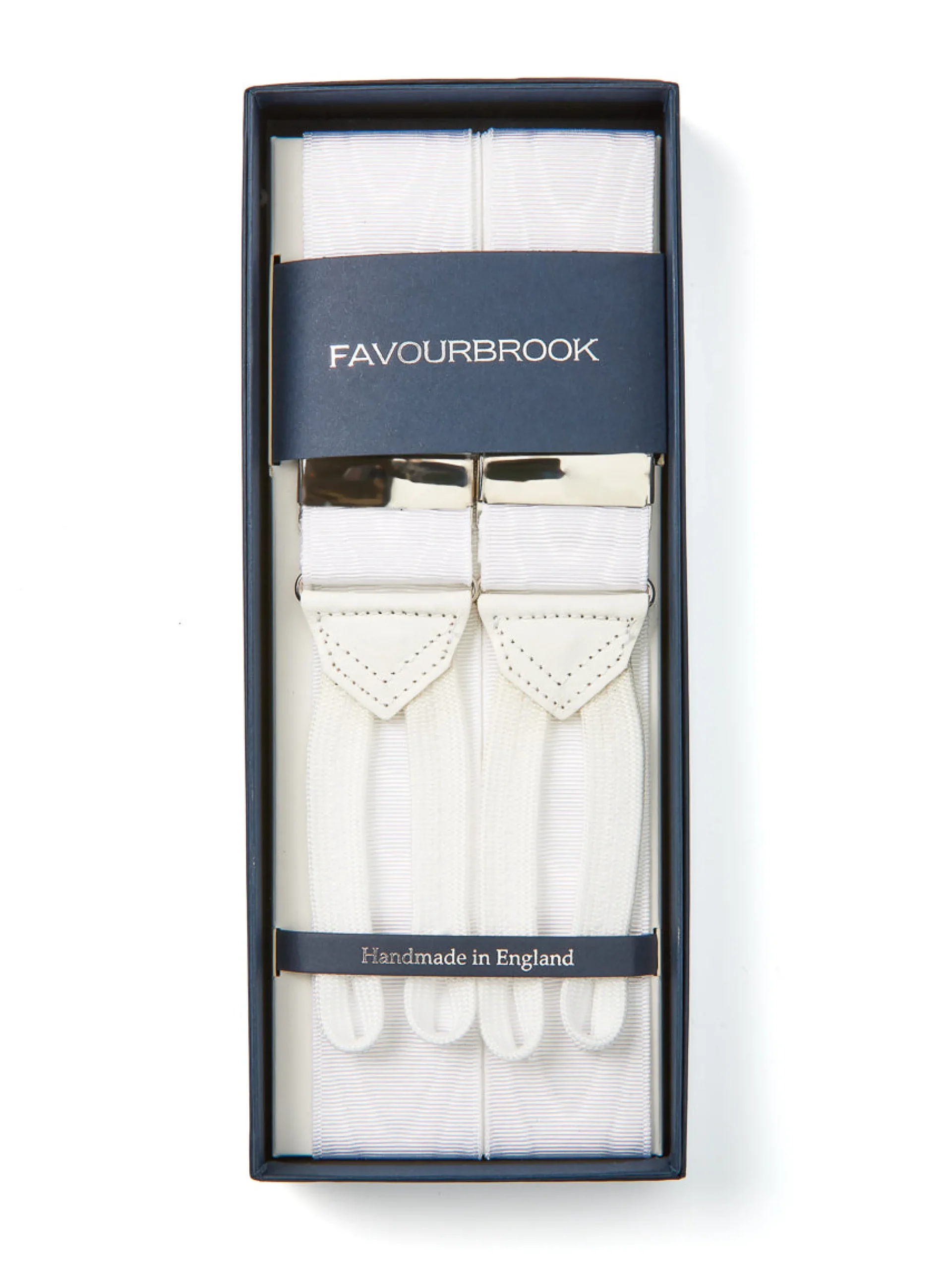 Favourbrook White Moire Silk Braces- Braces