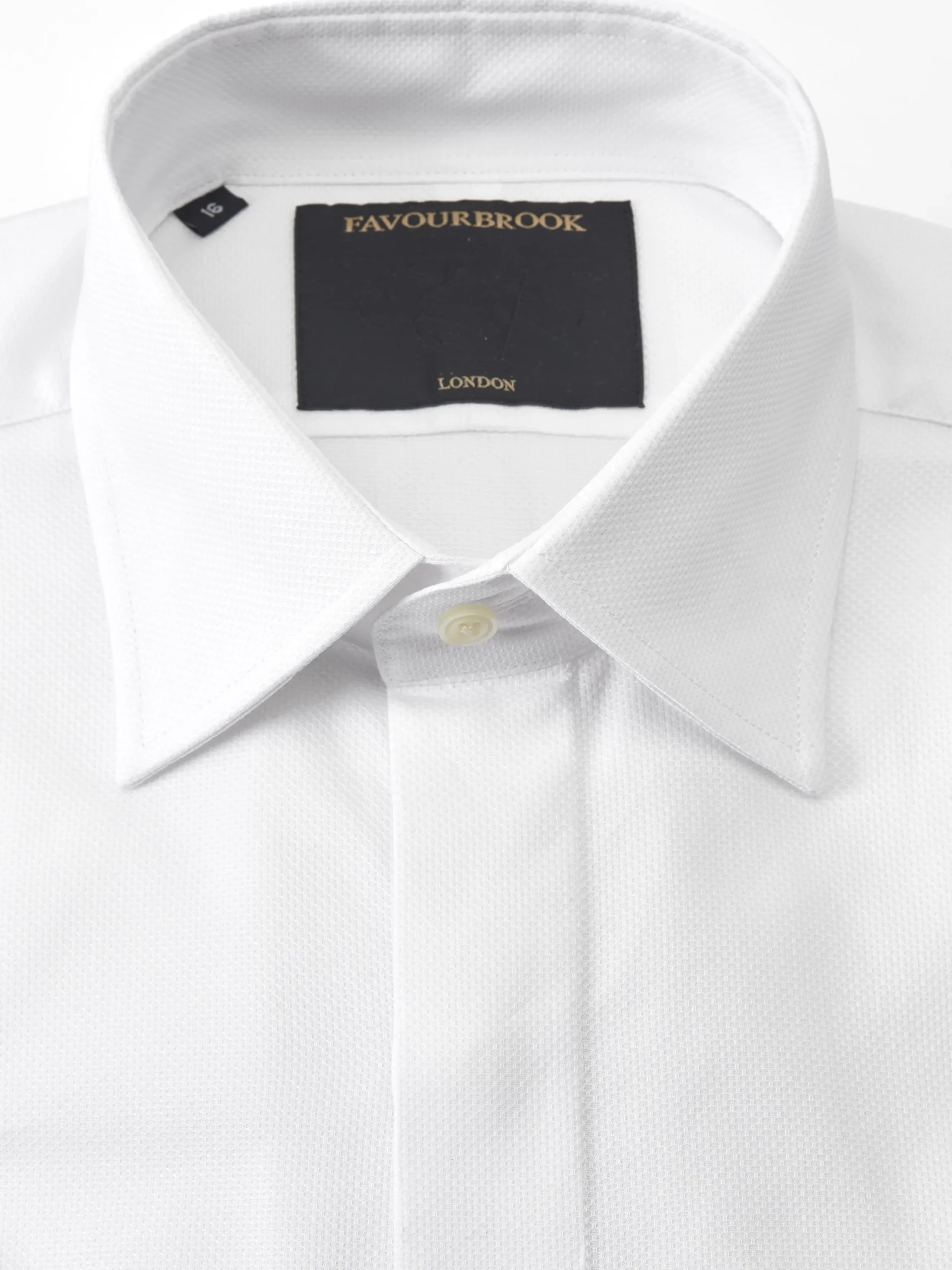 Favourbrook White Organic Herringbone Wedding Shirt- Shirts