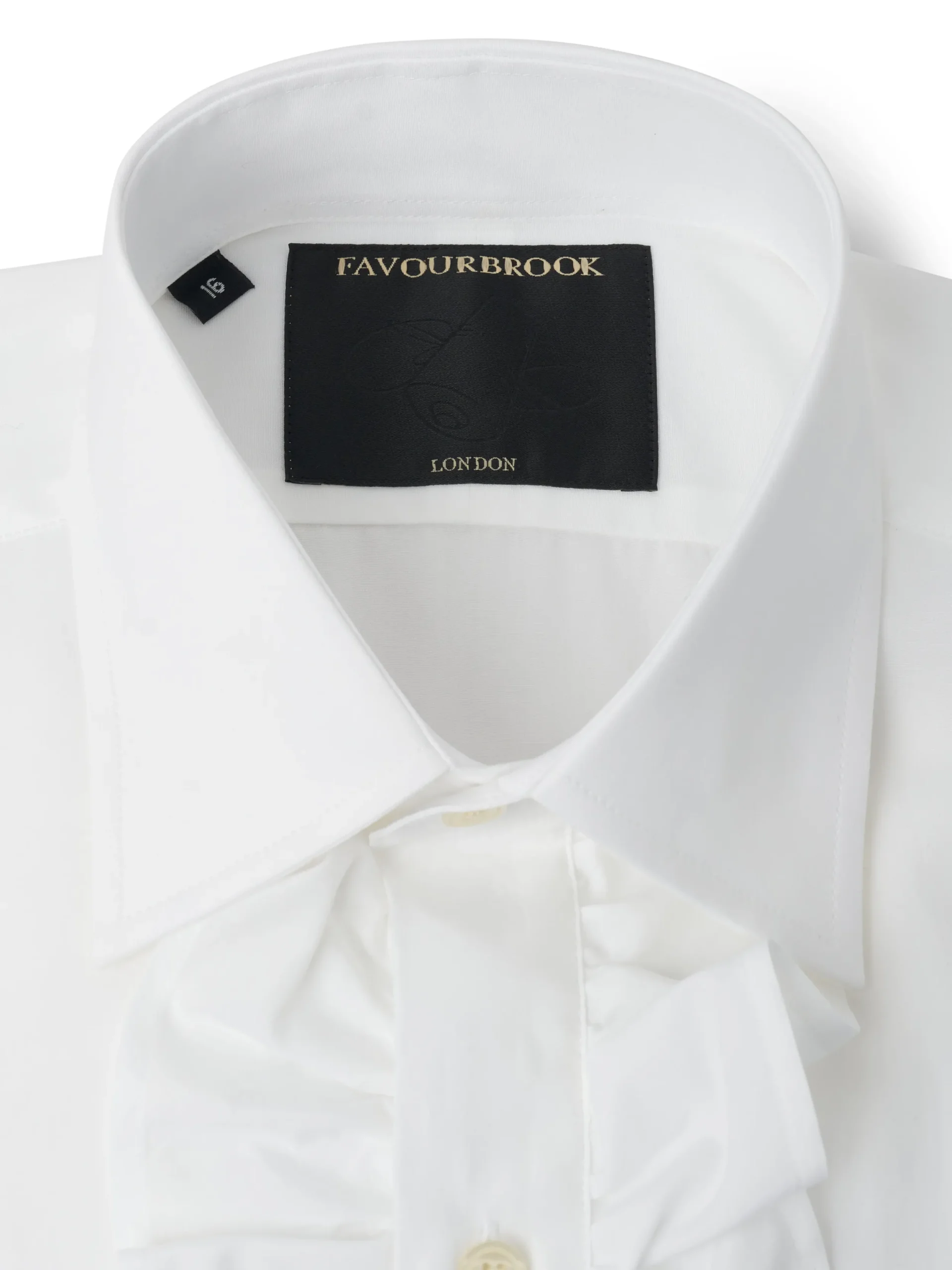 Favourbrook White Poplin Cotton Large Frill Shirt- Shirts