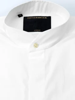 Favourbrook White Poplin Cotton Nehru Shirt- Shirts
