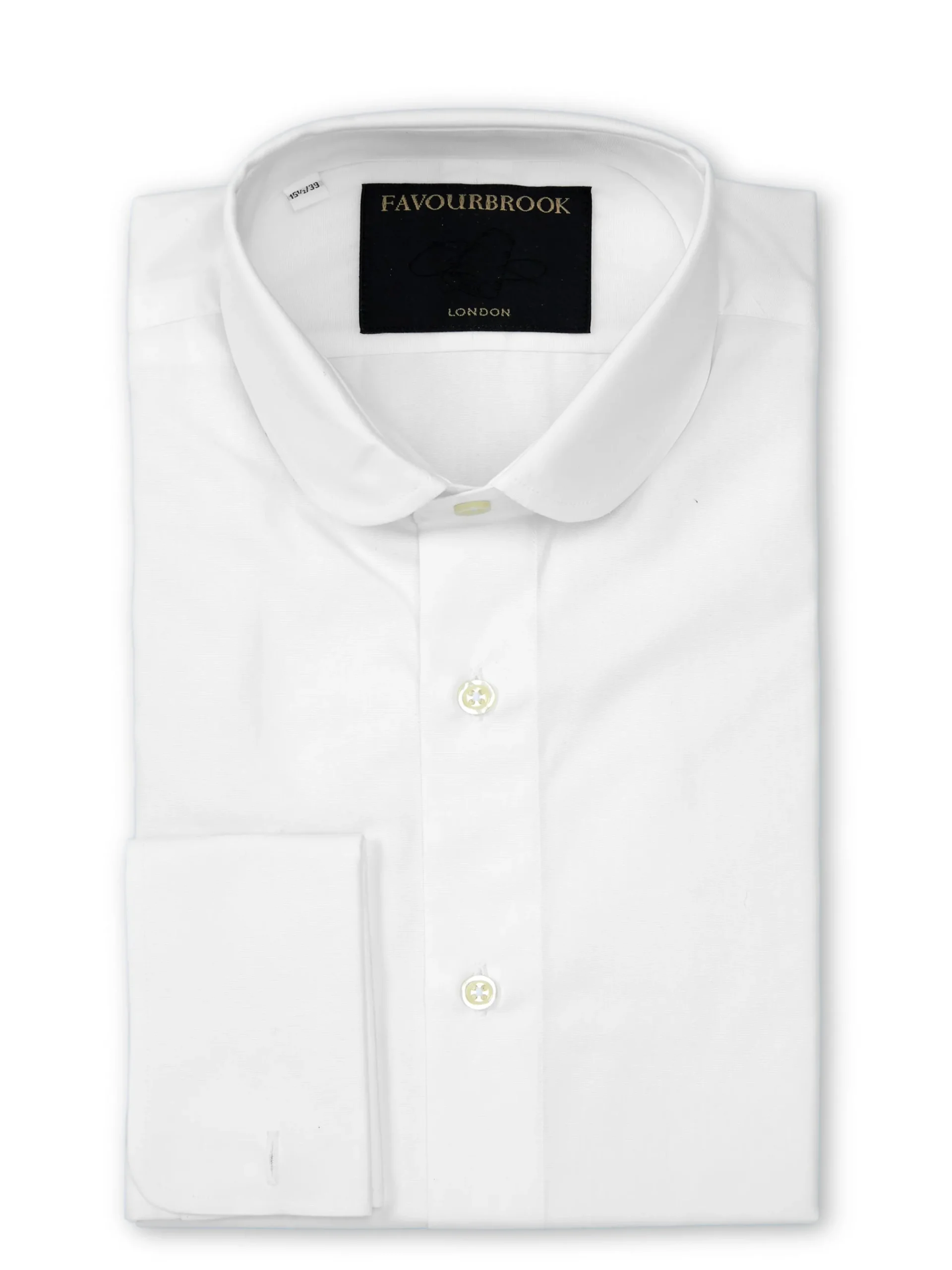 Favourbrook White Poplin Cotton Penny Collar Shirt- Shirts