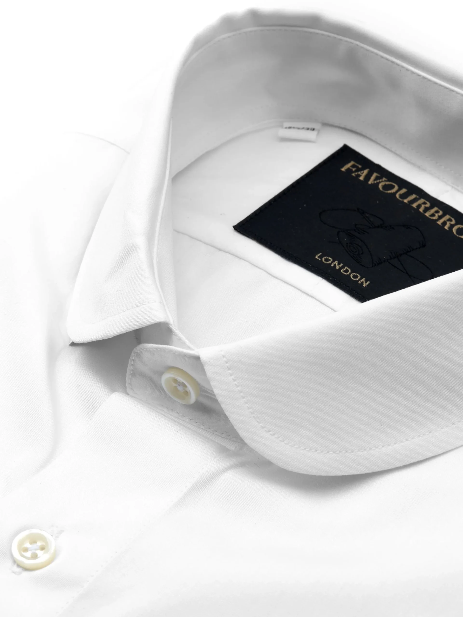 Favourbrook White Poplin Cotton Penny Collar Shirt- Shirts