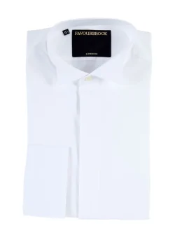 Favourbrook White Poplin/Marcella Cotton Wing Collar Dress Shirt- Shirts