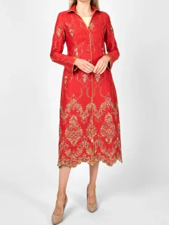 Favourbrook Whitehall Coat Red Burlington Crease Resist Linen-Women Mother Of The Bride | Jackets & Coats