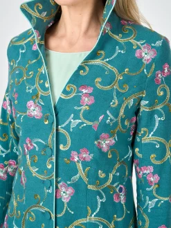 Favourbrook Whitehall Coat Teal Windsor Linen-Women Mother Of The Bride | Jackets & Coats