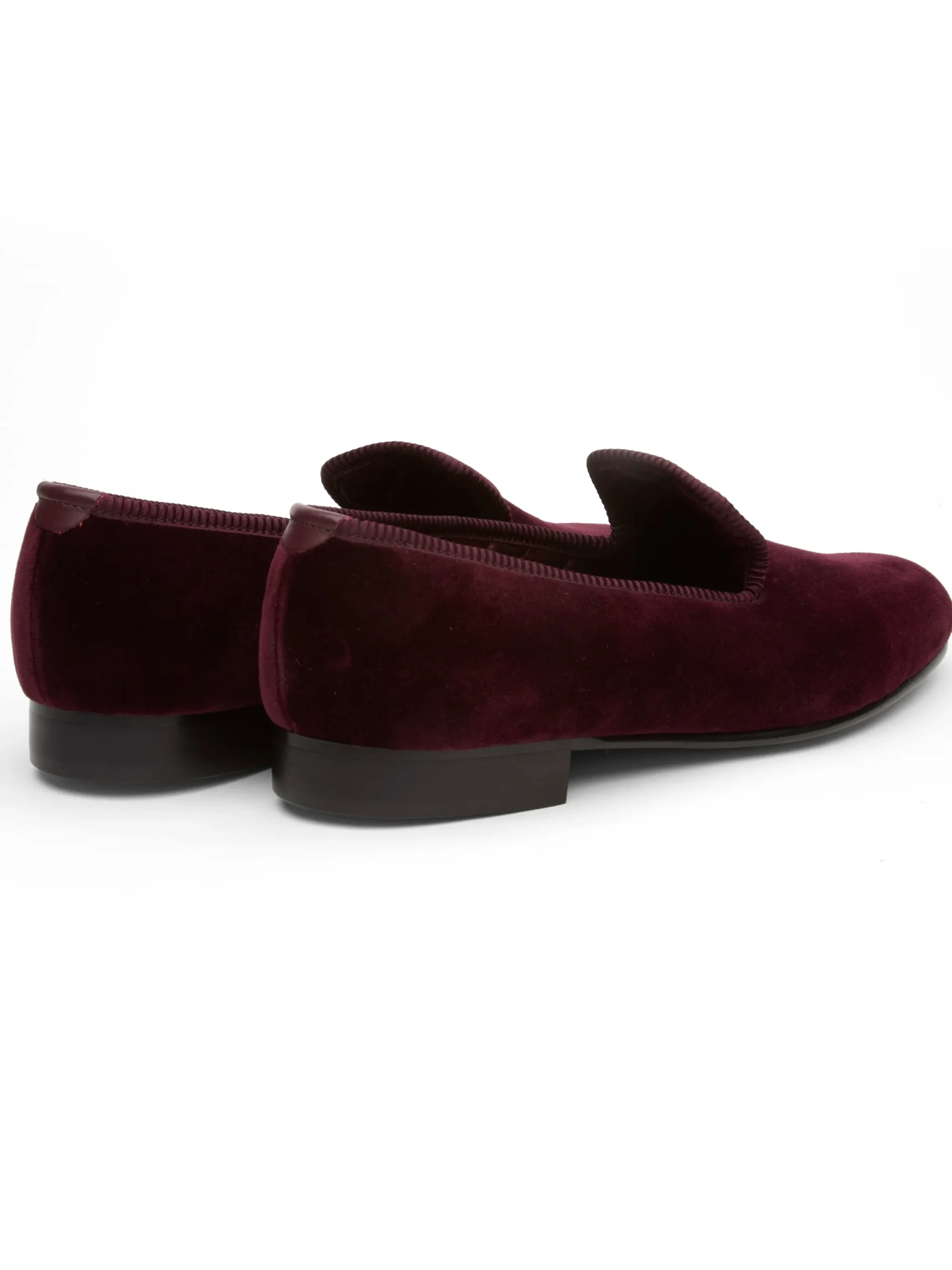 Favourbrook Wine Burgundy Velvet Cotton & Leather Slippers- Slippers