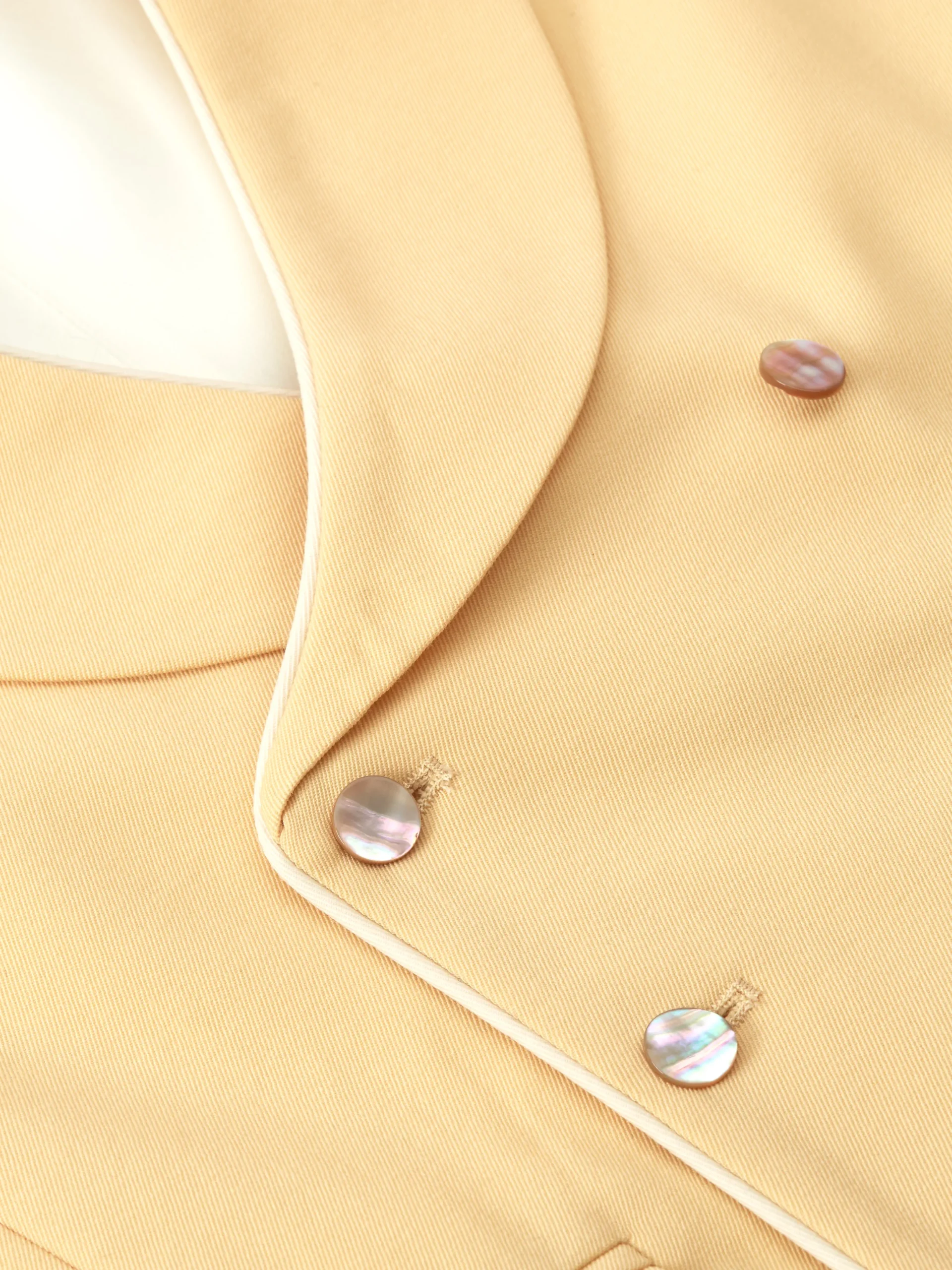 Favourbrook Yellow Gabardine Wool Double Breasted 8 Button Shawl Lapel Piped Waistcoat- Wedding Attire | Waistcoats