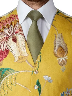 Favourbrook Yellow Petersham Single Breasted 6 Button Waistcoat- Waistcoats | Wedding Waistcoats